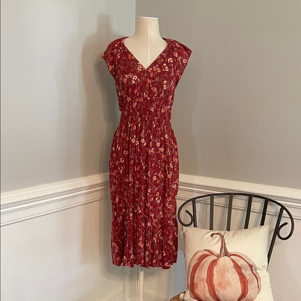 Old Navy Floral Red Dress Petite Medium
